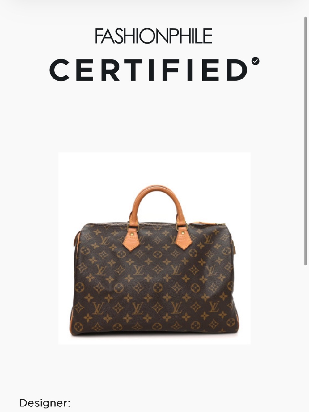 Louis Vuitton Brown Monogram Speedy 35 with Natural Leather Trim
